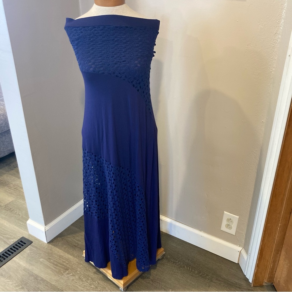 Ariella Navy Blue Strapless Maxi Dress